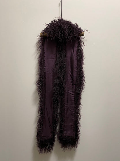 PRADA PURPLE MONGOLIAN LAMB FUR STOLE