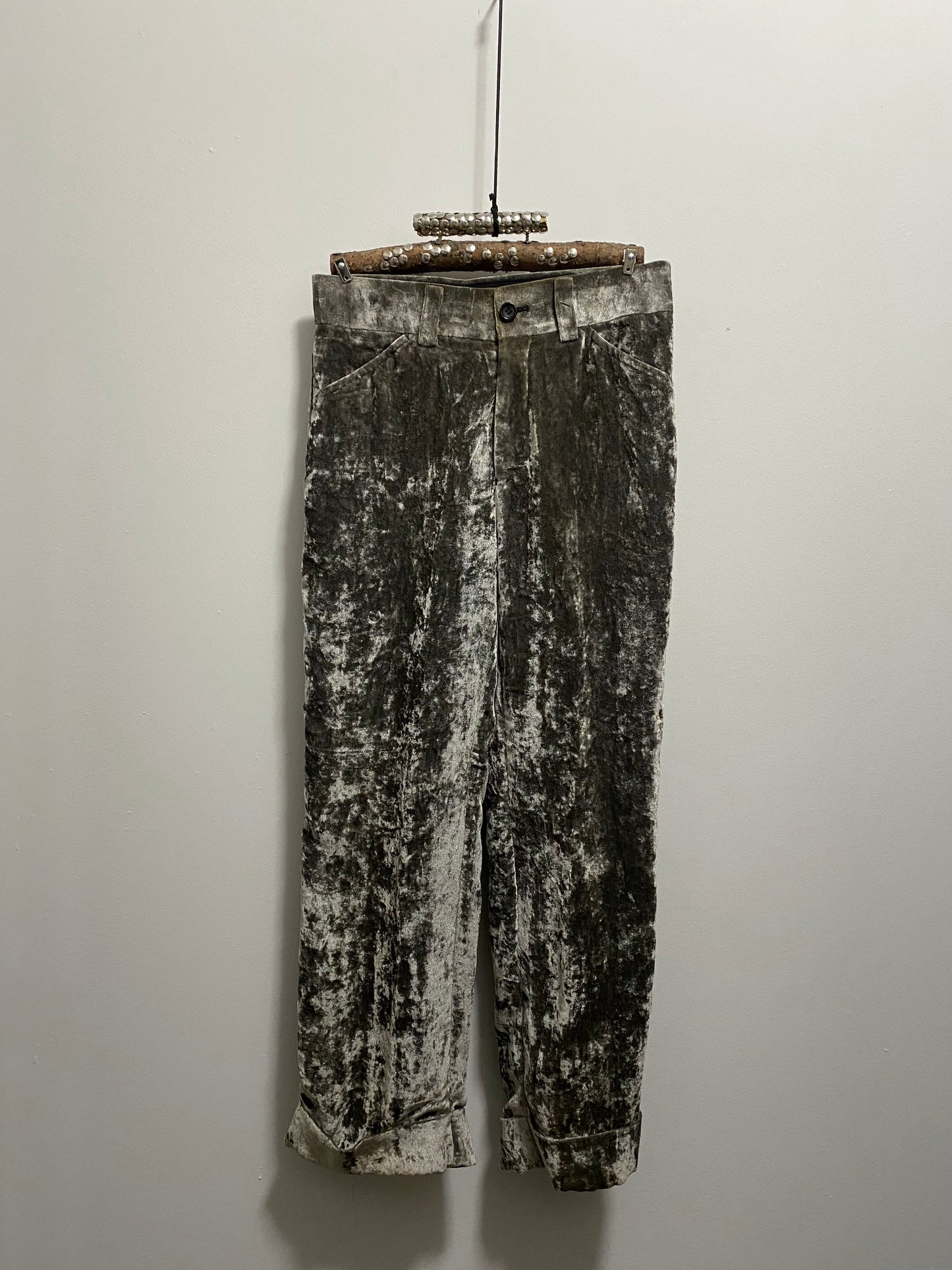 COMME DES GARÇONS DENIM SKIRT AND VELVET PANT SET