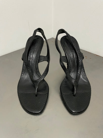 ALEXANDER MCQUEEN HORN HEEL PYTHON SANDALS