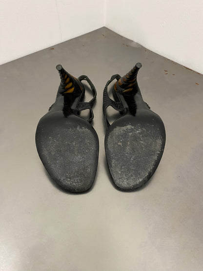 ALEXANDER MCQUEEN HORN HEEL PYTHON SANDALS