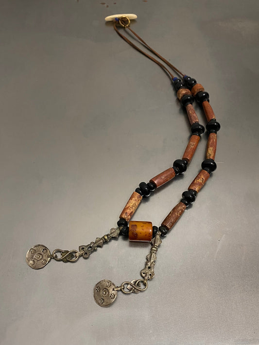 AMBER AND BRASS NECKLACE