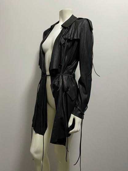 GOAT LEATHER DRAPED TRENCH COAT