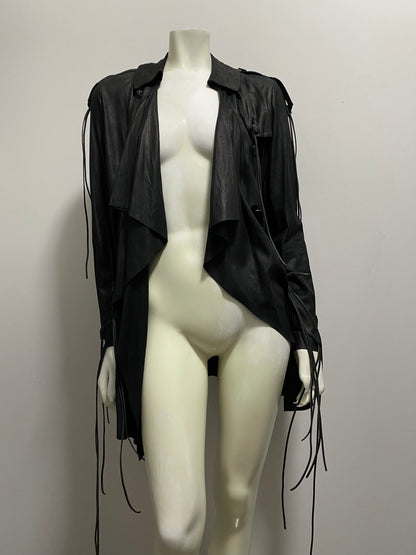 GOAT LEATHER DRAPED TRENCH COAT