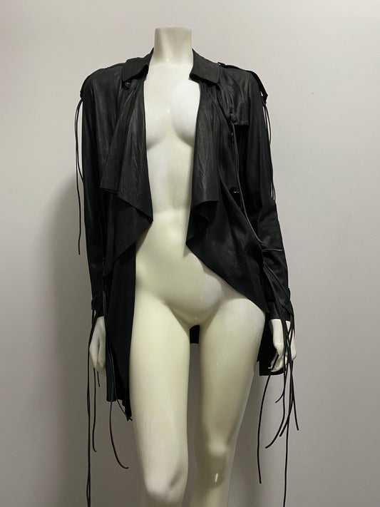 GOAT LEATHER DRAPED TRENCH COAT