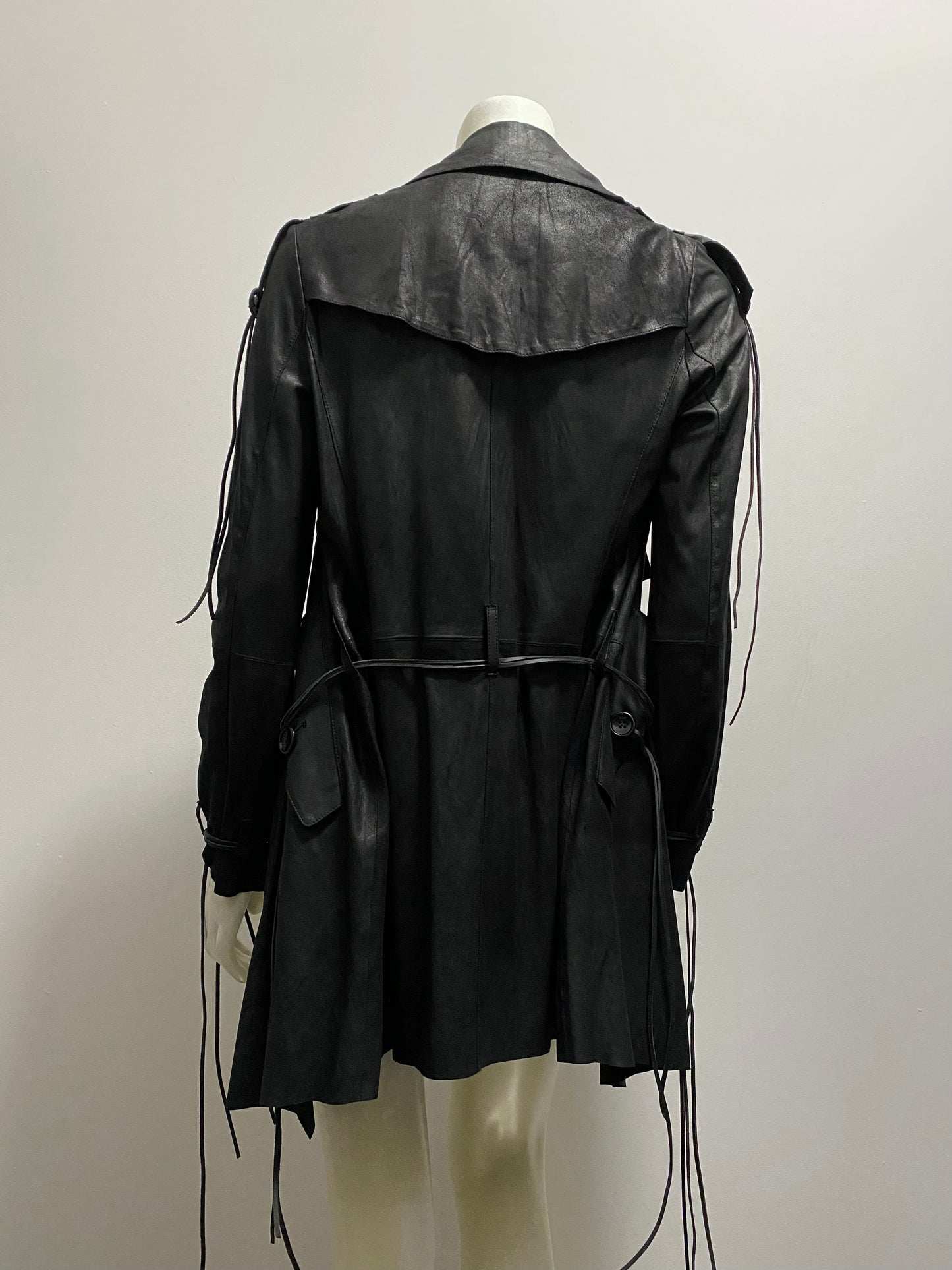 GOAT LEATHER DRAPED TRENCH COAT