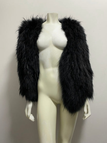 RACCOON FUR WOVEN COAT