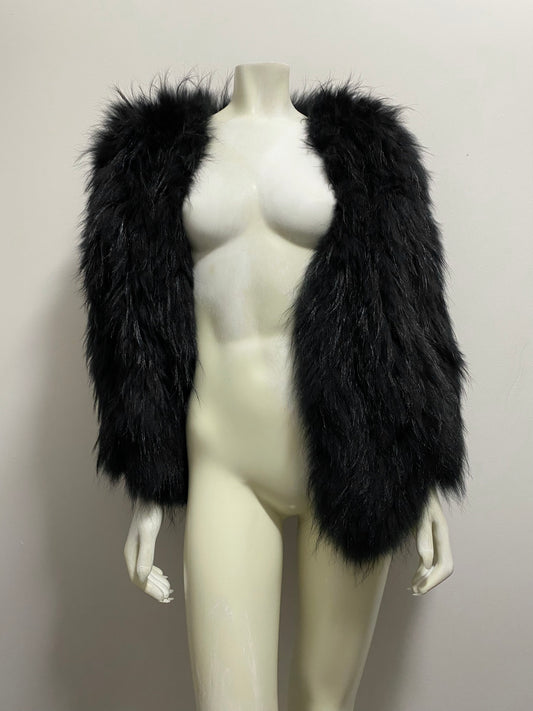 RACCOON FUR WOVEN COAT