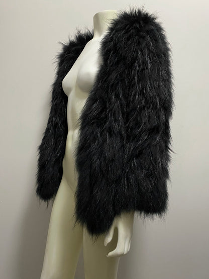RACCOON FUR WOVEN COAT