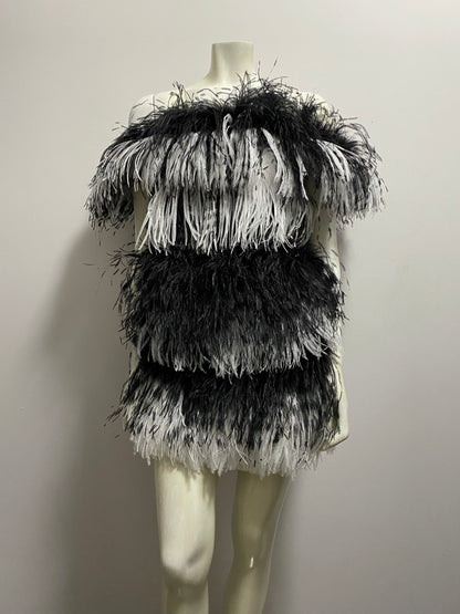 SAINT LAURENT OSTRICH DRESS