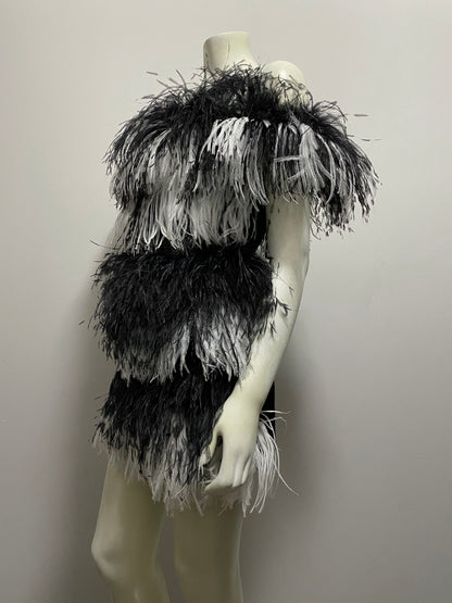 SAINT LAURENT OSTRICH DRESS