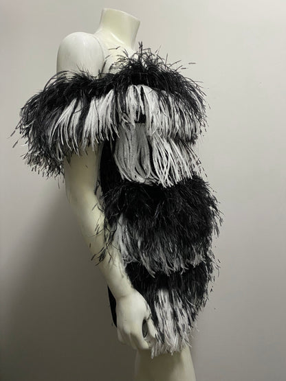 SAINT LAURENT OSTRICH DRESS