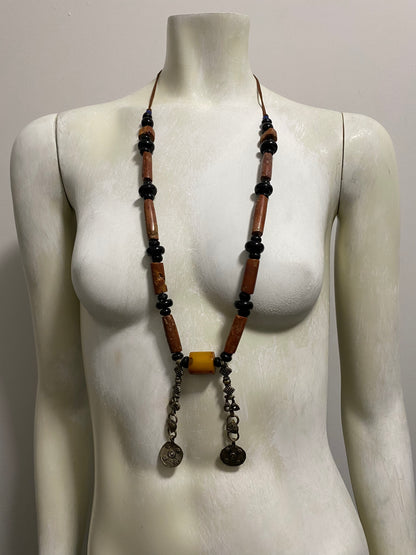 AMBER AND BRASS NECKLACE
