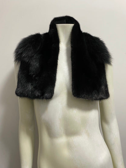 BLACK MINK AND FOX FUR SCARF