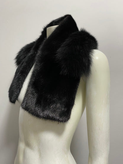 BLACK MINK AND FOX FUR SCARF
