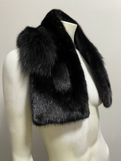 BLACK MINK AND FOX FUR SCARF